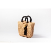 Bolsa de Palha G - Preta com a Palha Escura