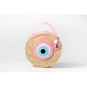 Bolsa de Palha Praia Olho Grego Rosa