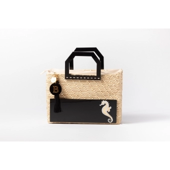 Bolsa de Palha Praia - Quadrada - Cavalo Marinho