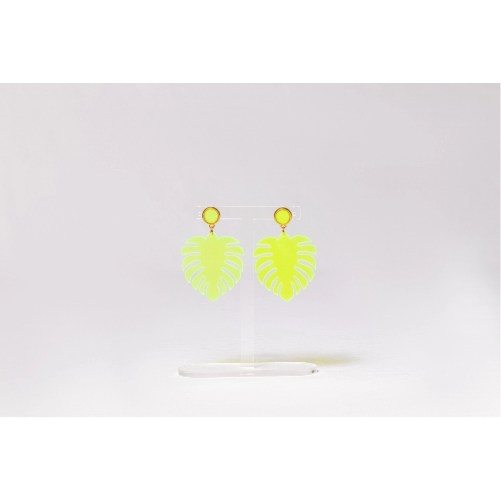 Brinco Folha M - Verde Neon