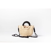 Bolsa de Palha P - Preta com a Palha Clara