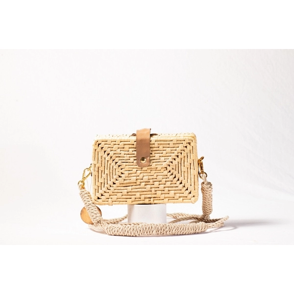 Bolsa Clutch Flor - Madrepérola Marrom com Claro