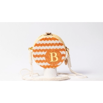 Bolsa de Palha Ondinha com Inicial - Redonda P