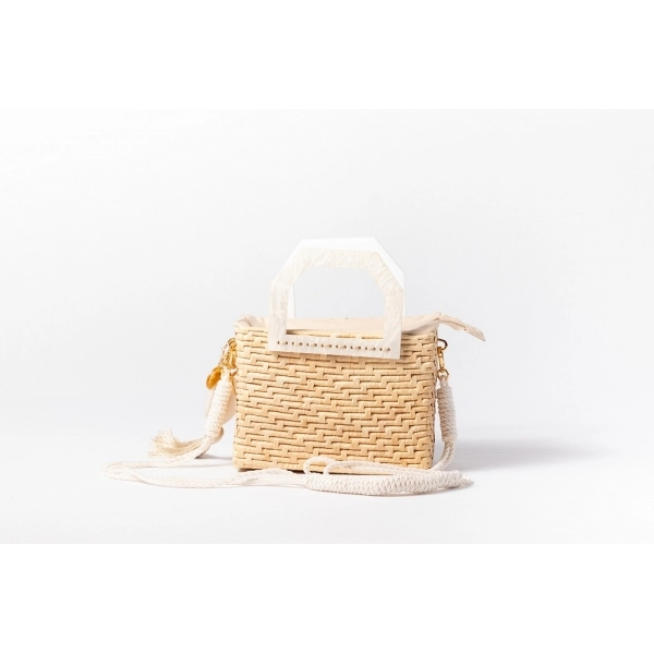 BOLSA HELOISE - CAVALO MARINHO - Madrepérola claro com marrom