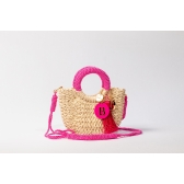 Bolsa de Palha P - Pink com a Palha Clara