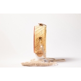 Bolsa de Palha Folha - Redonda P - Madrepérola Marrom com Madrepérola Claro