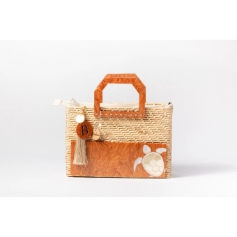 Bolsa de Palha Praia - Quadrada - Tartaruga