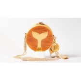 Bolsa de Palha Rabo de Sereia - Redonda P - Madrepérola Marrom com Madrepérola Claro