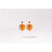 Brinco Folha M - Madrepérola marrom