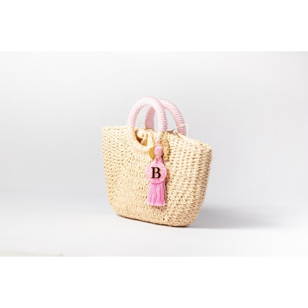 Bolsa de Palha G - Rosa Bebê com a Palha Clara