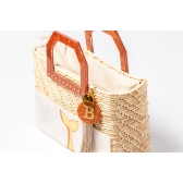 Bolsa de Palha Praia - Quadrada - Rabo de sereia - Madrepérola claro