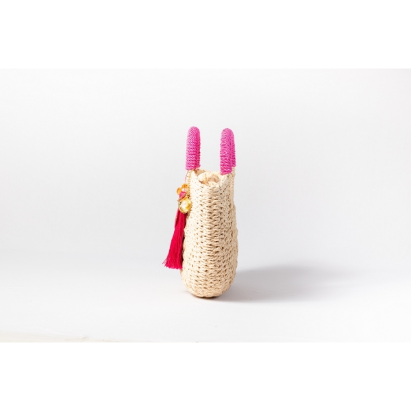 Bolsa de Palha G - Pink com a Palha Clara
