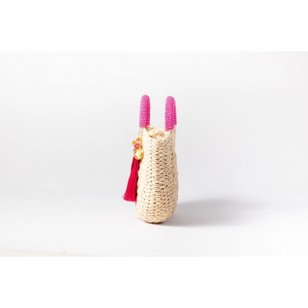 Bolsa de Palha G - Pink com a Palha Clara