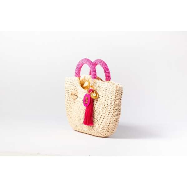 Bolsa de Palha G - Pink com a Palha Clara
