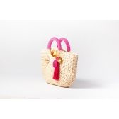 Bolsa de Palha G - Pink com a Palha Clara