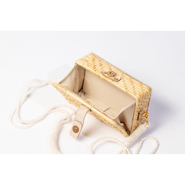 Bolsa Clutch - Folha - Madrepérola Claro com Marrom