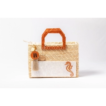 Bolsa de Palha Praia - Quadrada - Cavalo Marinho
