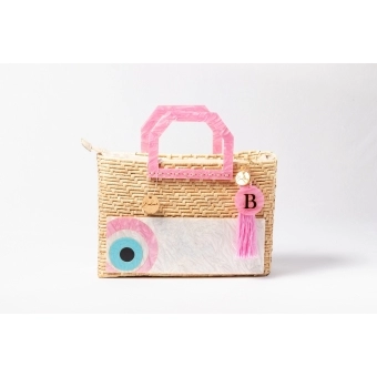 Bolsa de Palha Praia - Quadrada -  Olho grego -