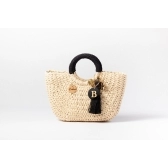 Bolsa de Palha G - Preta com a Palha Clara