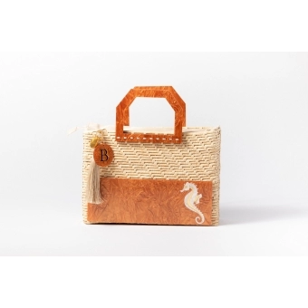 Bolsa de Palha Praia - Quadrada - Cavalo Marinho
