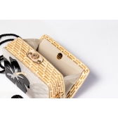 Bolsa Clutch Flor - Madrepérola Claro com Preto