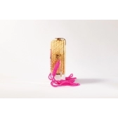 Bolsa de Palha Borboleta - Redonda P - Madrepérola Claro com Rosa
