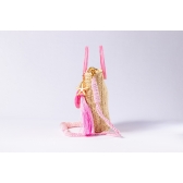 Bolsa de Palha Brisa - Madrepérola Rosa com a Palha Clara
