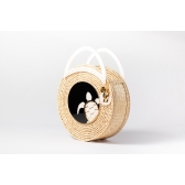 Bolsa de Palha Praia Tartaruga - Preto com madrepérola claro