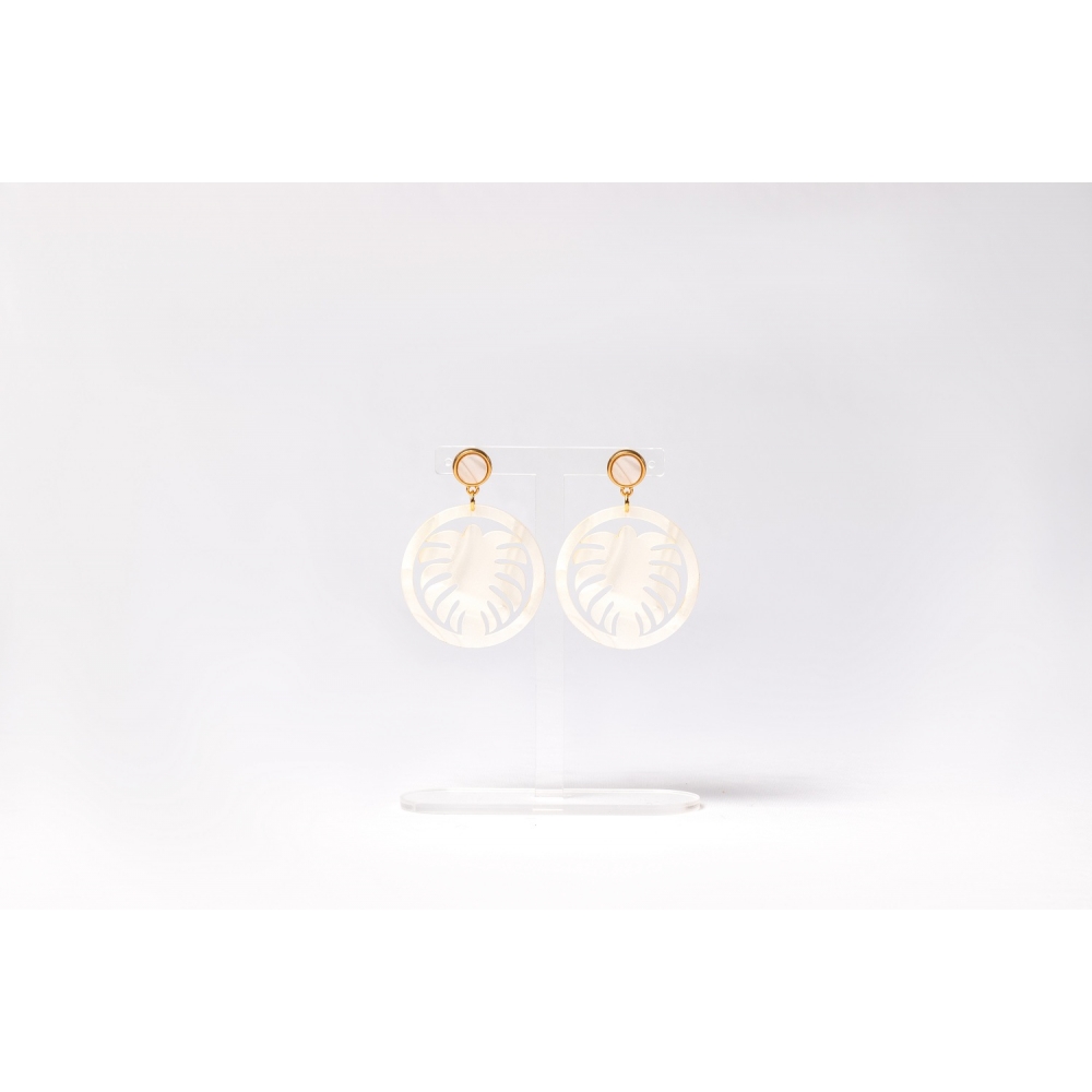 Brinco folha RM - Madrepérola claro