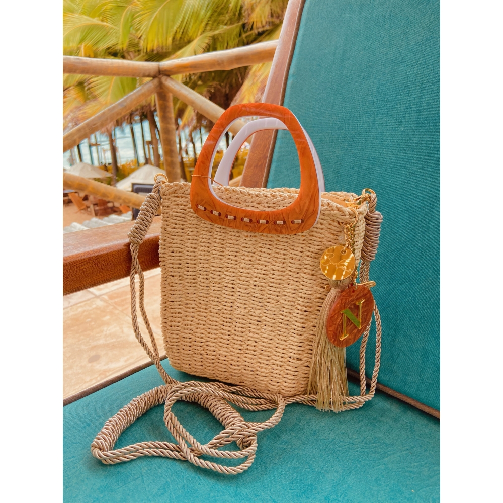 Bolsa de Palha Brisa - Madrepérola Marrom