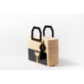 Bolsa de Palha Praia - Quadrada - Rabo de sereia - Preto