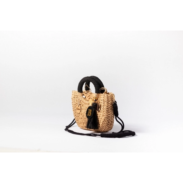 Bolsa de Palha P - Preta com a Palha Escura