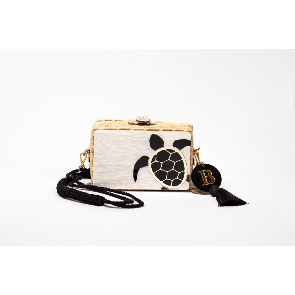Bolsa Clutch Tartaruga - Madrepérola Claro com Preto