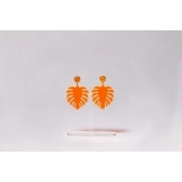 Brinco Folha M - Laranja Neon