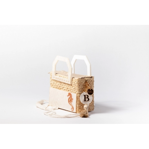 BOLSA HELOISE - CAVALO MARINHO - Madrepérola claro com marrom