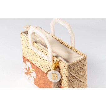 Bolsa de Palha Praia - Quadrada - Flor