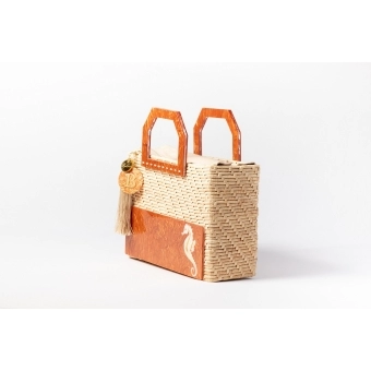 Bolsa de Palha Praia - Quadrada - Cavalo Marinho