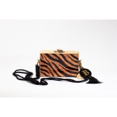 Bolsa Clutch Tigresa - Madrepérola Marrom com preto