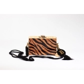 Bolsa Clutch Tigresa - Madrepérola Marrom com preto