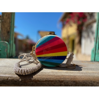 Bolsa de Palha - Colors - Mini Bag Redonda