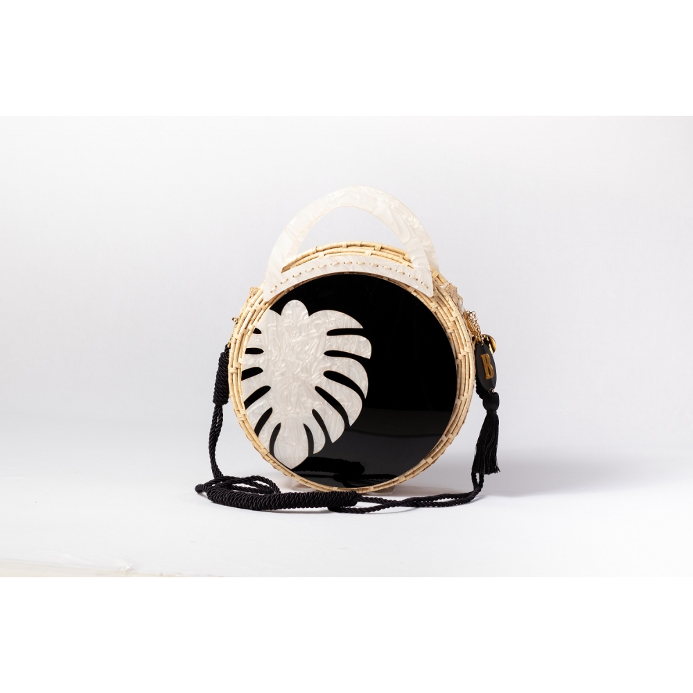 Bolsa Sophia - Folha - - Preto com madrepérola claro