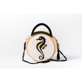 Bolsa Sophia - Cavalo Marinho - - Madrepérola claro com preto