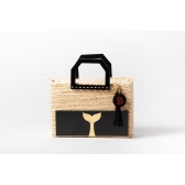 Bolsa de Palha Praia - Quadrada - Rabo de sereia - Preto