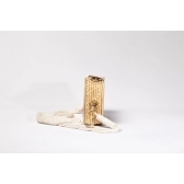 Bolsa Clutch Flor - Madrepérola Claro com Marrom