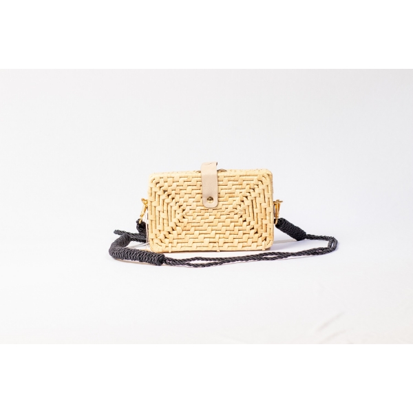 Bolsa Clutch - Folha - Preto com Madrepérola Claro