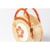 Bolsa de Palha Praia Flor - Madrepérola Claro com marrom