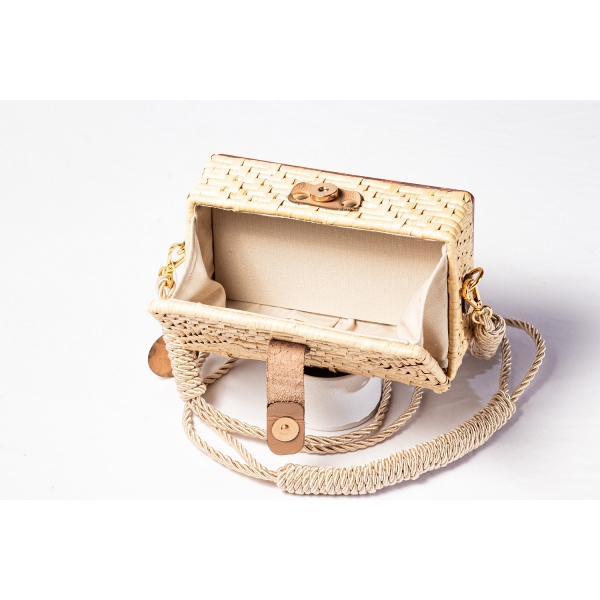 Bolsa Clutch Palha Indiana - Madrepérola Marrom