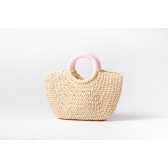 Bolsa de Palha G - Rosa Bebê com a Palha Clara