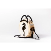 Bolsa Sophia - Cavalo Marinho - - Madrepérola claro com preto