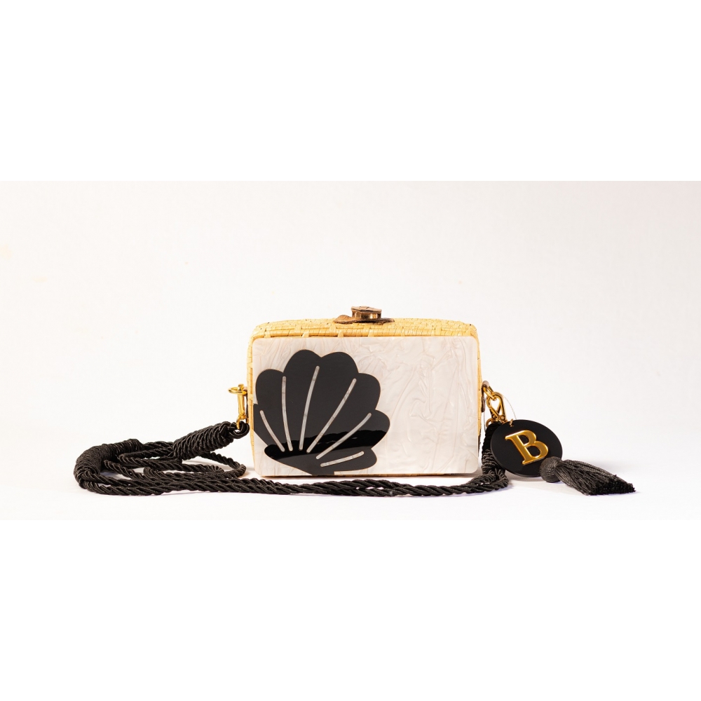 Bolsa Clutch Concha - Madrepérola Claro com Preto